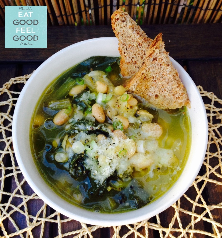 EARTHY WHITE BEANS &amp; BEET GREENS SOUP
